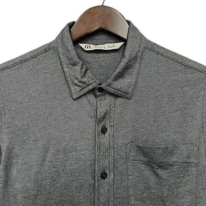 Travis Mathew Men's Button Front‎ Shirt Golf Gray Pocket Cotton/Polyester Peru S